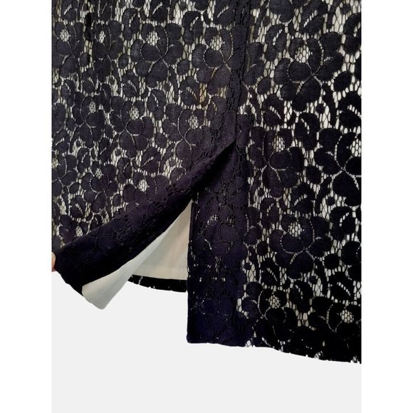 PORTMANS Black / White Lace Overlay Straight Back Split Pencil Skirt - Size 10 - Picture 5 of 9